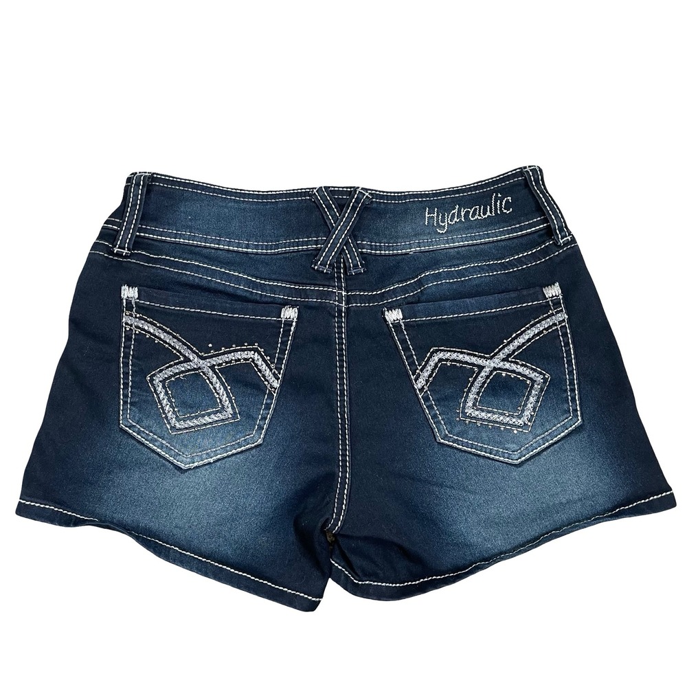 Vintage Hydraulic Lola Curvy Dark  Denim Shorts 7/8 Thick Stitch Y2K‎ Low Rise